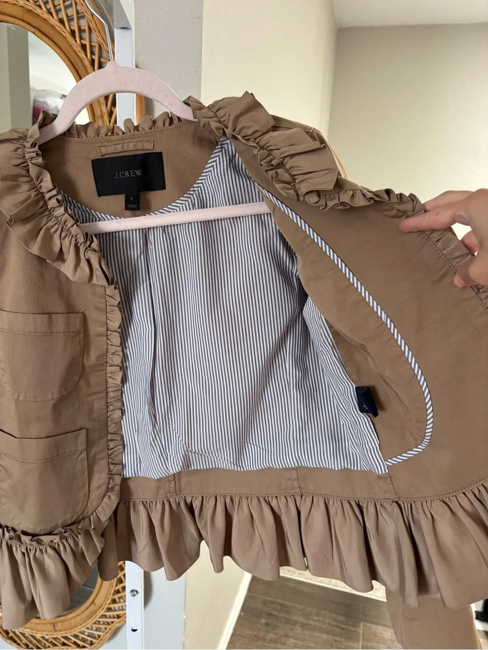 J. Crew / Ruffle Chino Jacket Tan Khaki